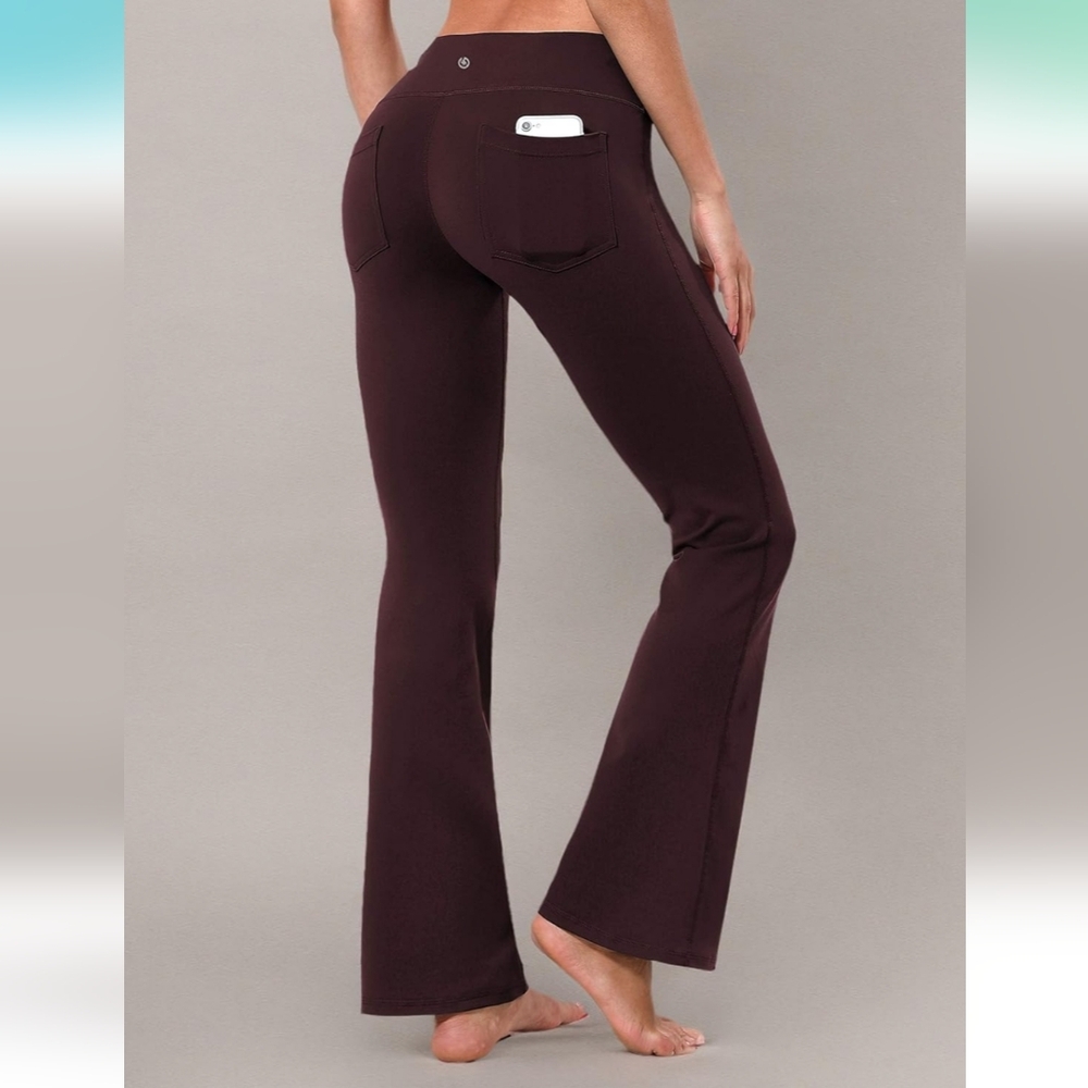 Bubblelime Women's L Bootcut Yoga Pants Basic/Back Pockets High Waist Wrkout